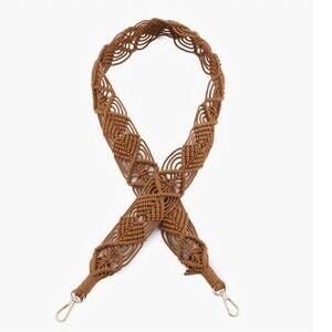 NEW JEN & CO. women's woven macrame crossbody purse strap in camel brown